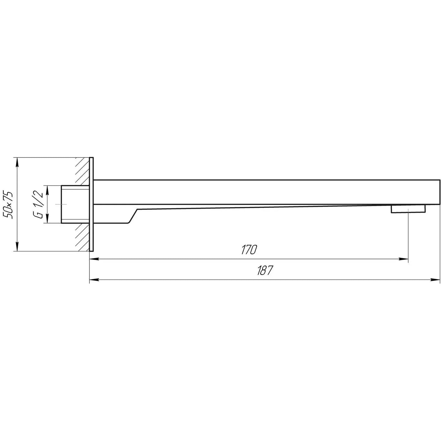 Wall Spout TOPAZ TP-1902 for Built-In Mixer