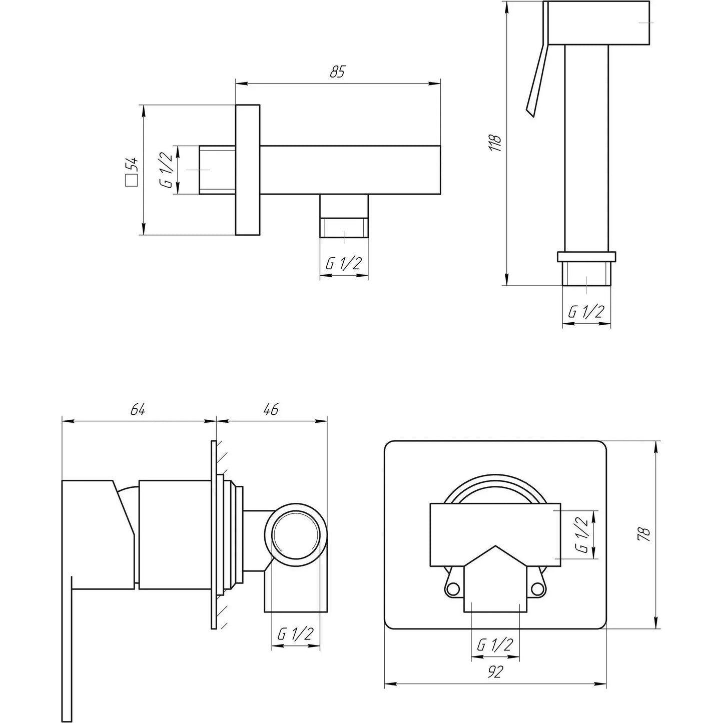 SARDINIA-TS-G 08735-H20 Wbudowana bateria higieniczna