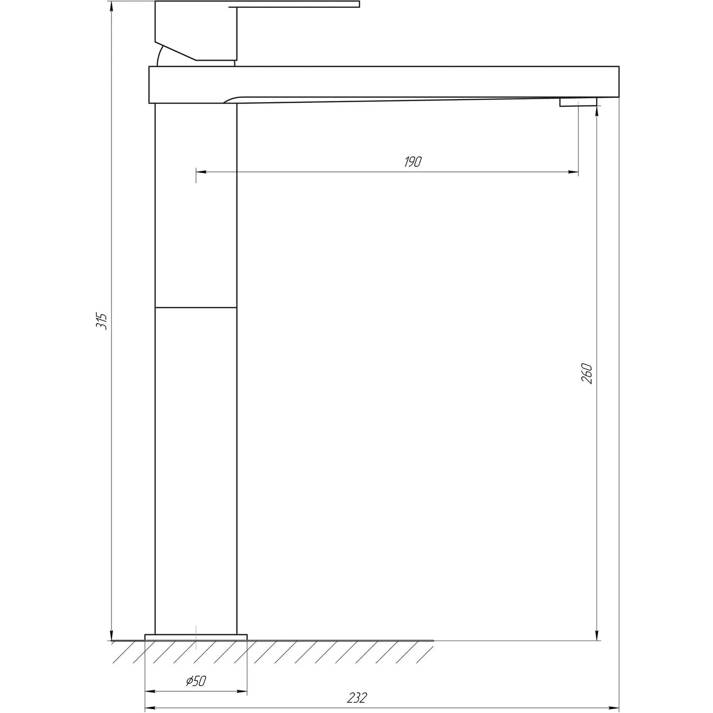 Змішувач для умивальника SARDINIA-TS 08223-H20-BB, високий