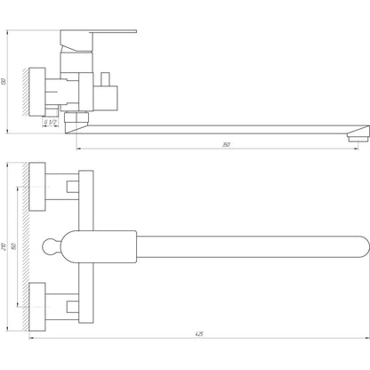 SARDINIA-TS 08116-H19-EURO Bateria wannowa z zestawem natryskowym 
