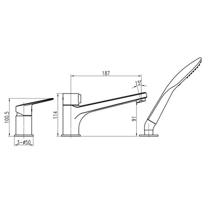 CAPRI TCA-15111-H43-BL Zestaw baterii wannowej podtynkowej