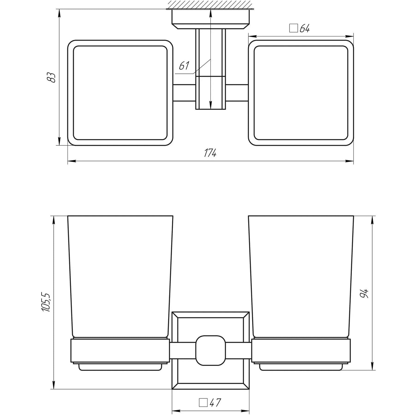 TKV 9928A Podwójny uchwyt na szklanki
