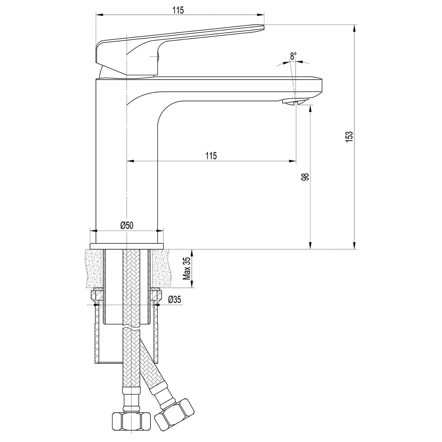 Bateria umywalkowa ODISS TO 18221-H52-BL