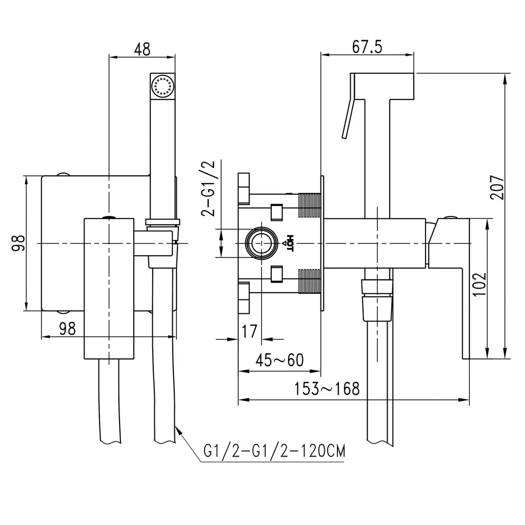 Гігієнічний змішувач ODISS TO 18206-H52-Smart