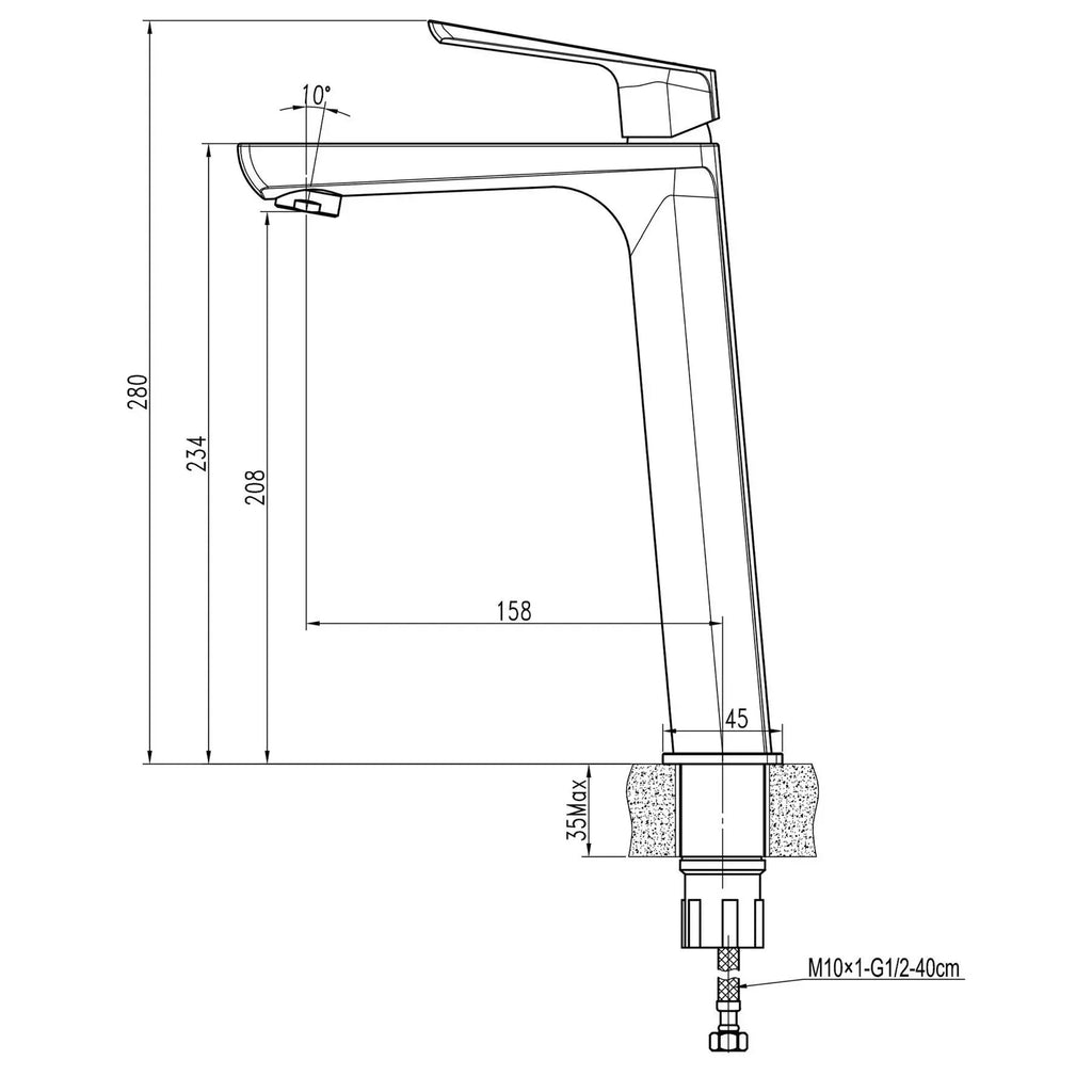LEXI TL 21203-H57-BL Високий змішувач для раковини 