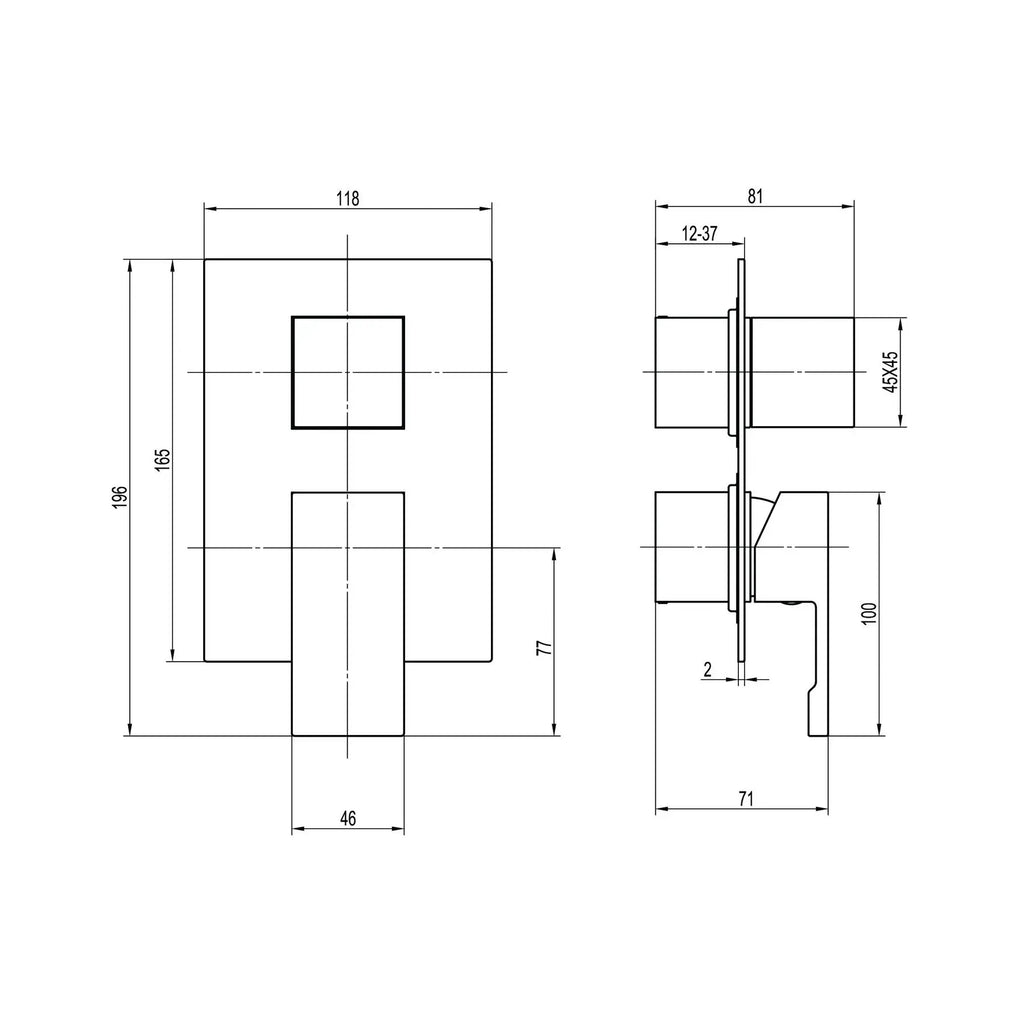 ODISS TO 08117-L03-BL – Built-in Shower Faucet , Thermostat Smart Box / 3-WAY