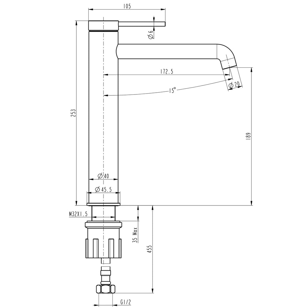 Змішувач для умивальника LOFT TLF 32203-H75-C