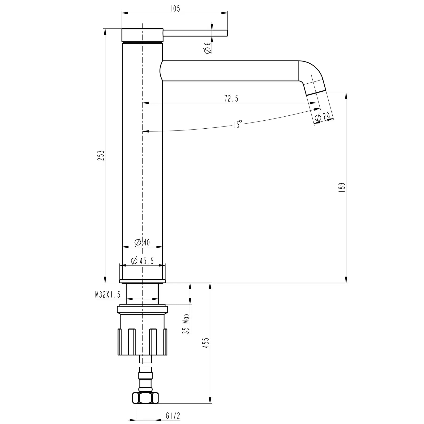 Змішувач для умивальника LOFT TLF 32203-H75-C