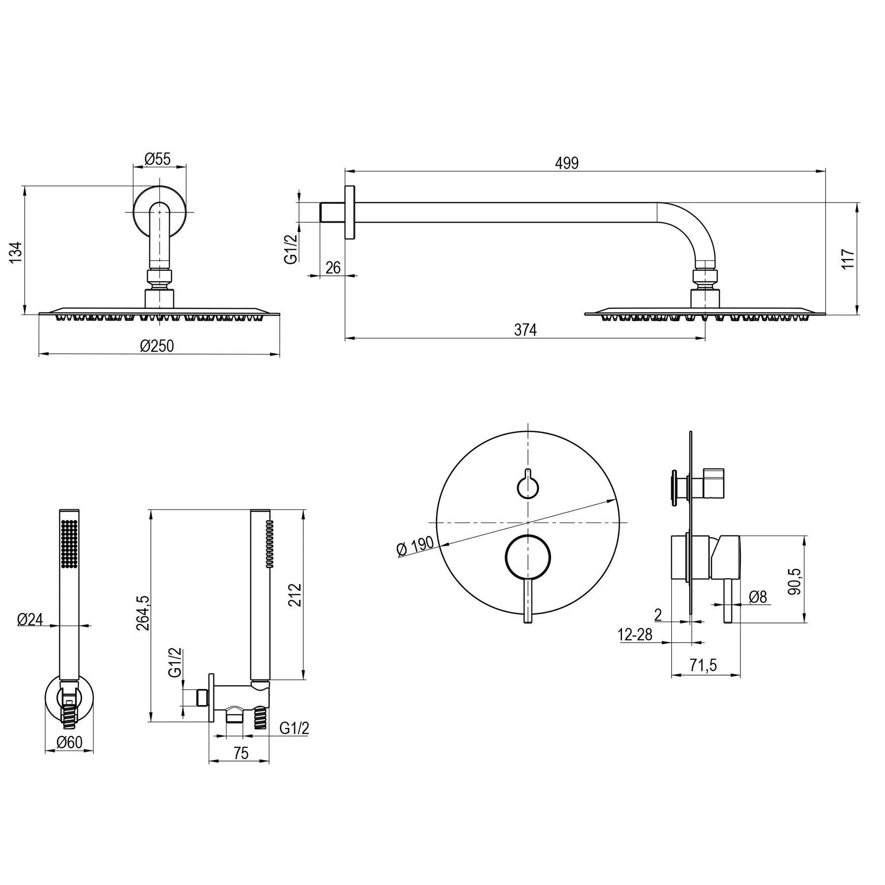 Вбудований змішувач для душу LOFT TLF 32205-H39-BL