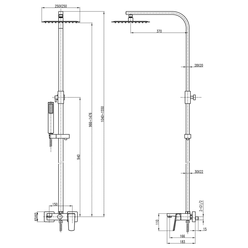 ODISS TO 18202-H66/BL Shower System with Spout