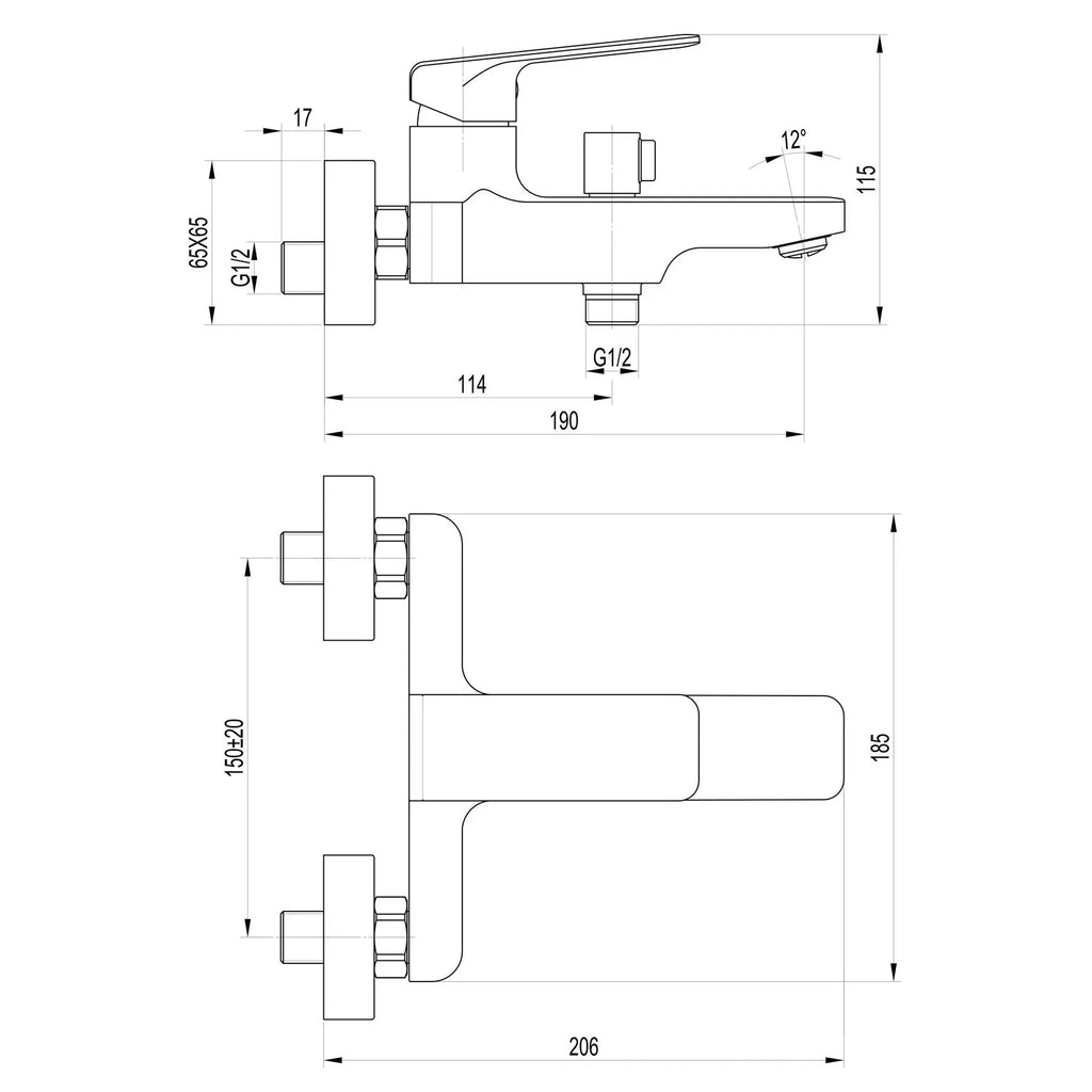 ODISS TO 18101-H52 Bateria wannowa z zestawem natryskowym