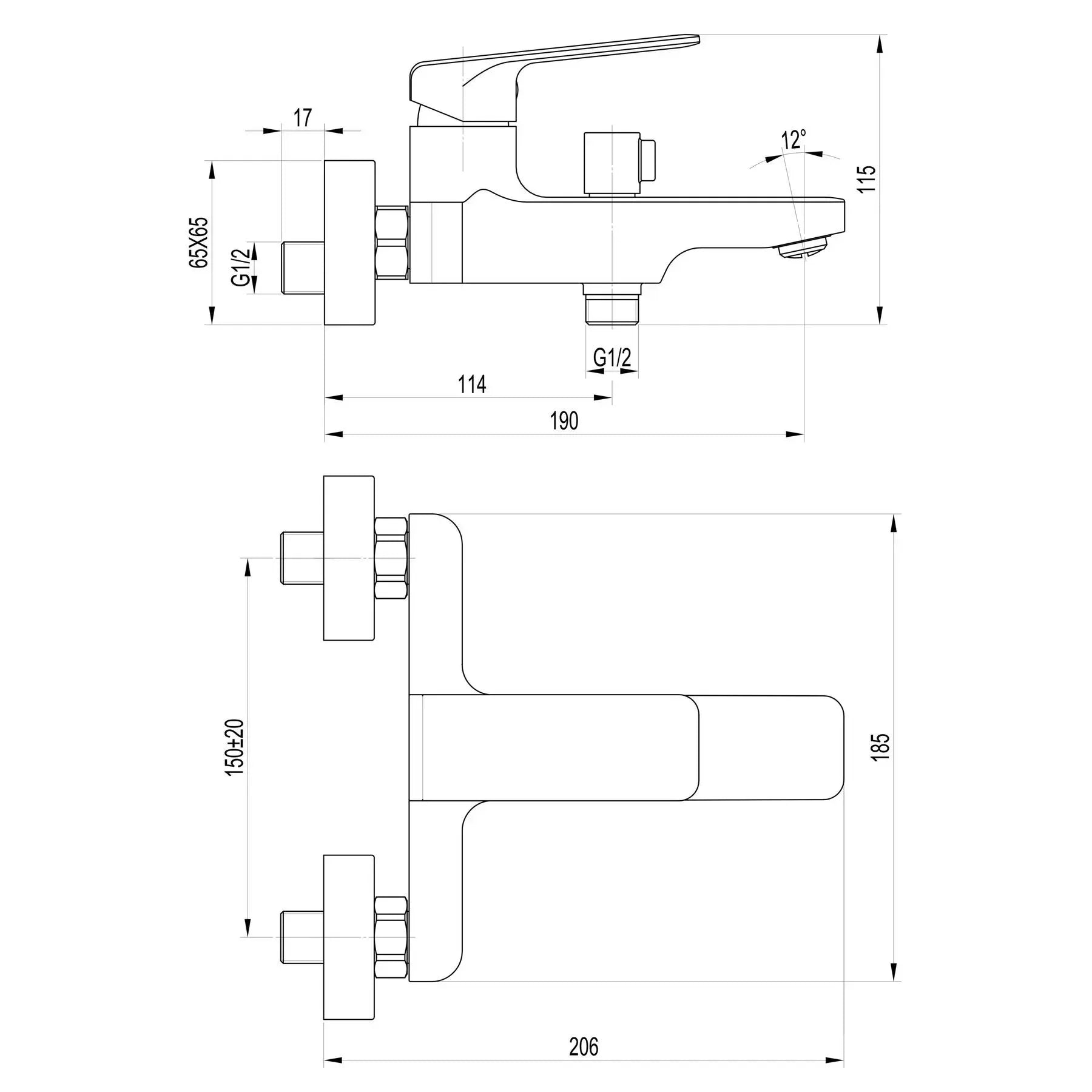 ODISS TO 18101-H52 Bateria wannowa z zestawem natryskowym