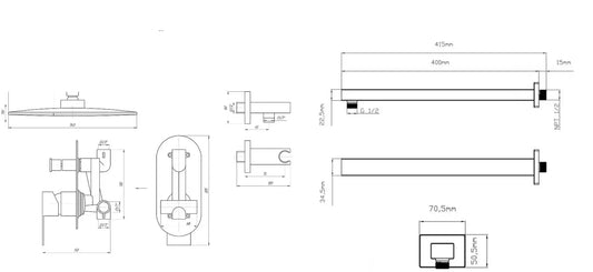 SARDINIA TSG 08205-400-BL Wbudowany system prysznicowy