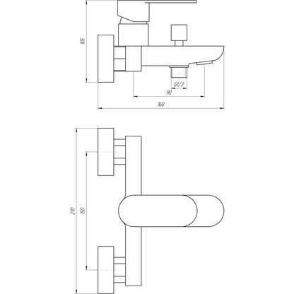 BARTS-TB 07101-H36 Bateria wannowa, zestaw natryskowy